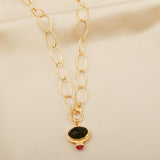 Green Tourmaline and Ruby Drop Necklaces