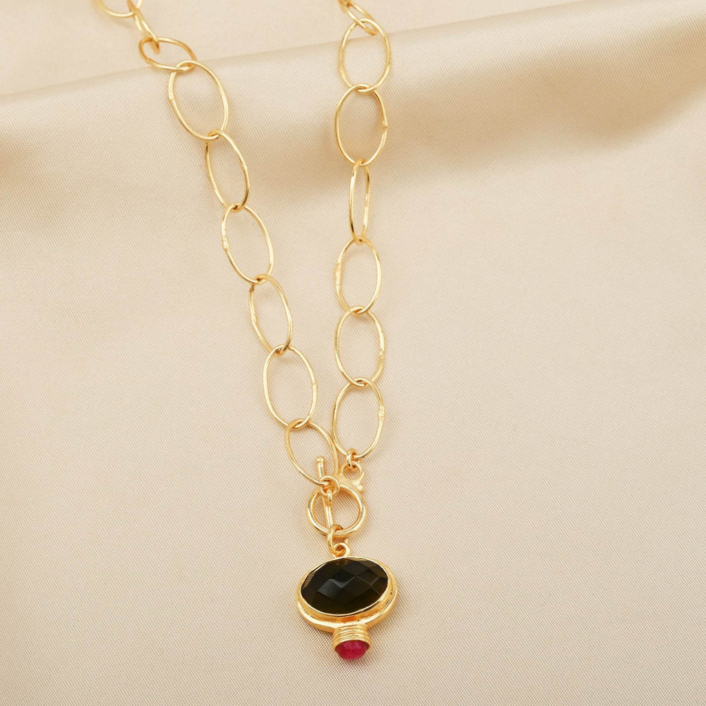 Green Tourmaline and Ruby Drop Necklaces - La Vitá Jewels