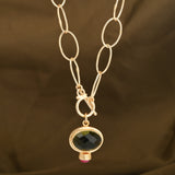 Green Tourmaline and Ruby Drop Necklaces
