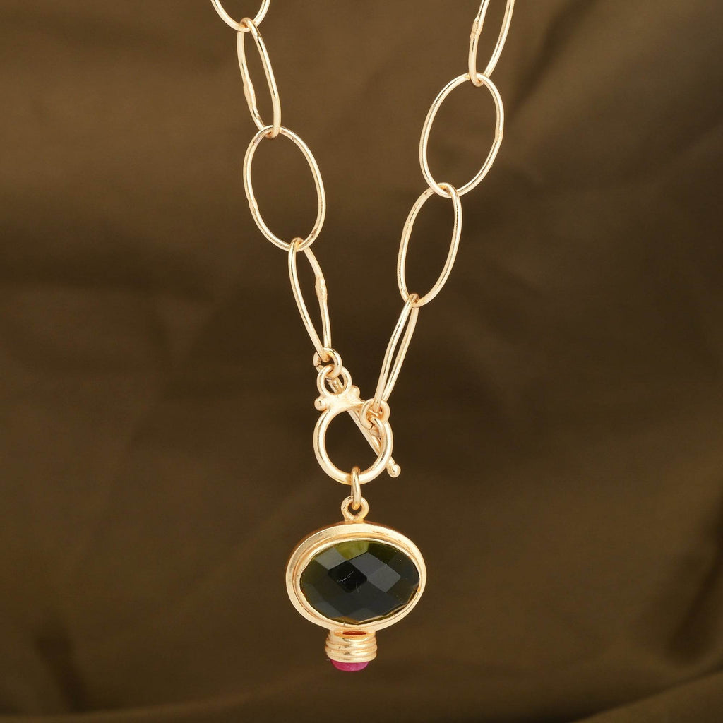 Green Tourmaline and Ruby Drop Necklaces - La Vitá Jewels