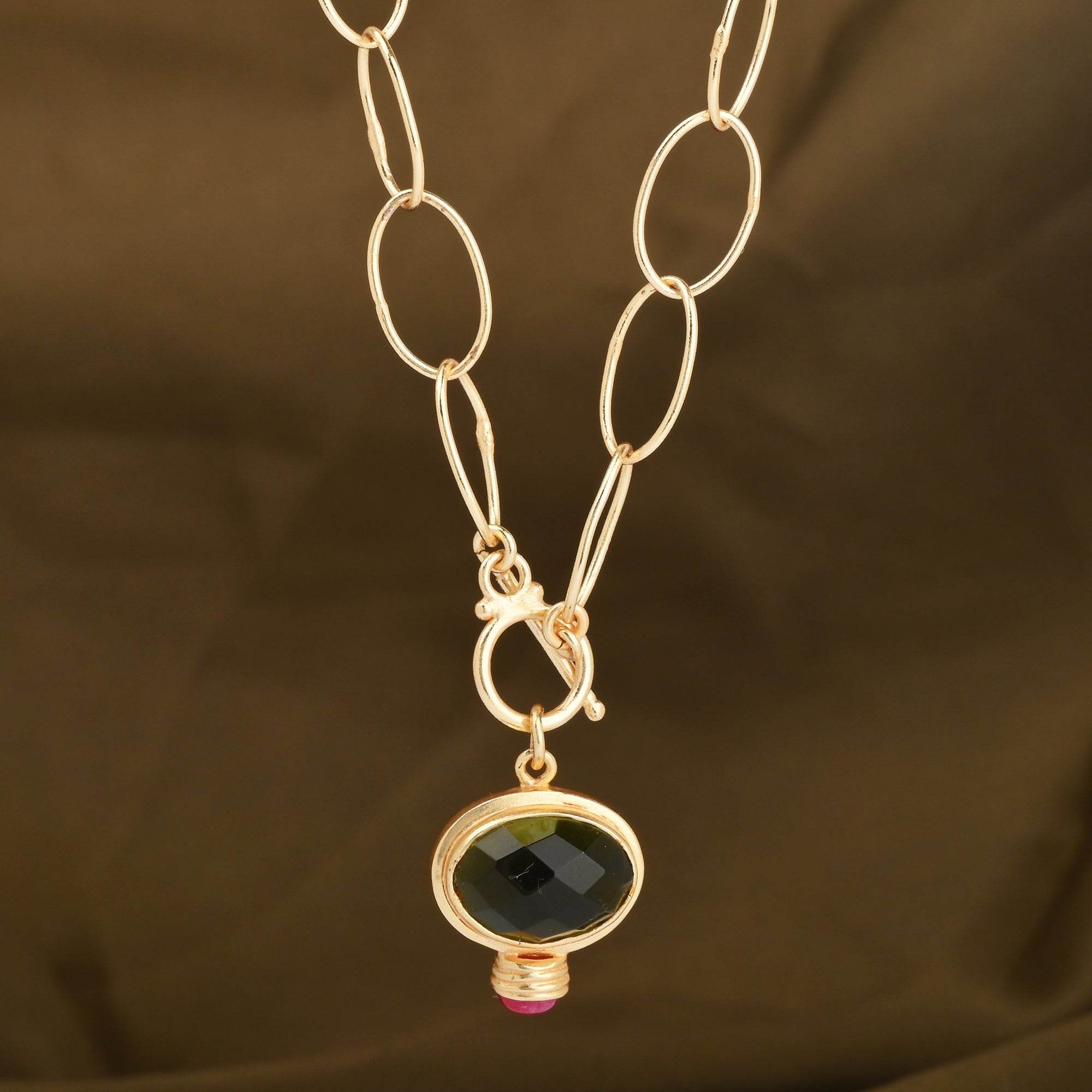 Green Tourmaline and Ruby Drop Necklaces - La Vitá Jewels