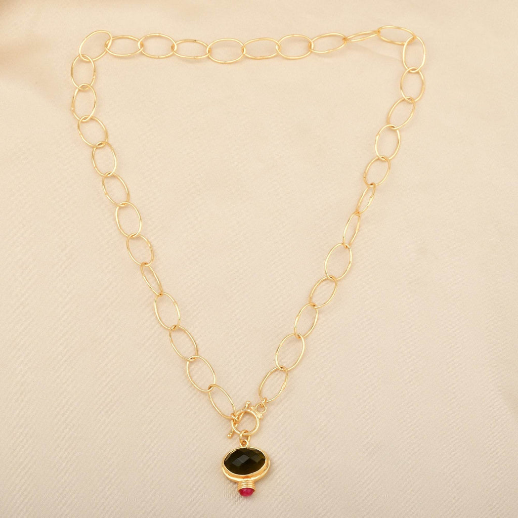 Green Tourmaline and Ruby Drop Necklaces - La Vitá Jewels