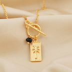 Black Onyx and Palm Tree Charm Necklace - La Vitá Jewels
