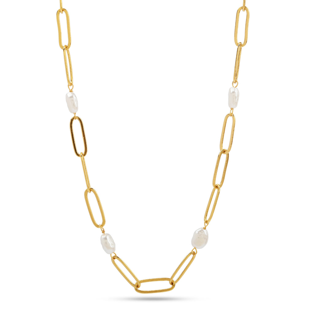 Baroque Pearl Link Chain Necklace