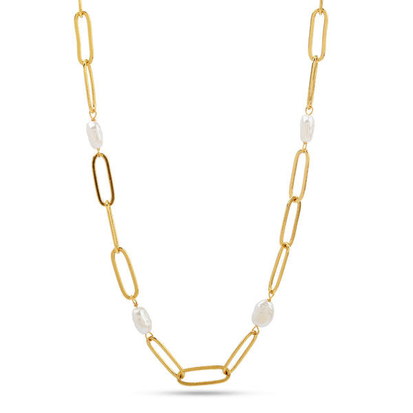 Baroque Pearl Link Chain Necklace