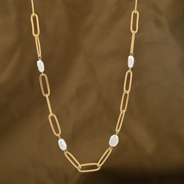 Baroque Pearl Link Chain Necklace