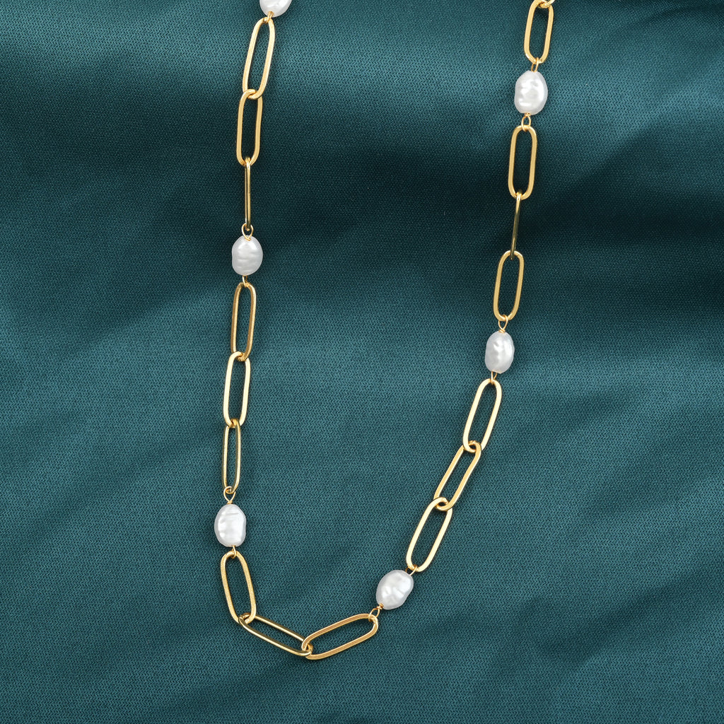 Baroque Pearl Link Chain Necklace