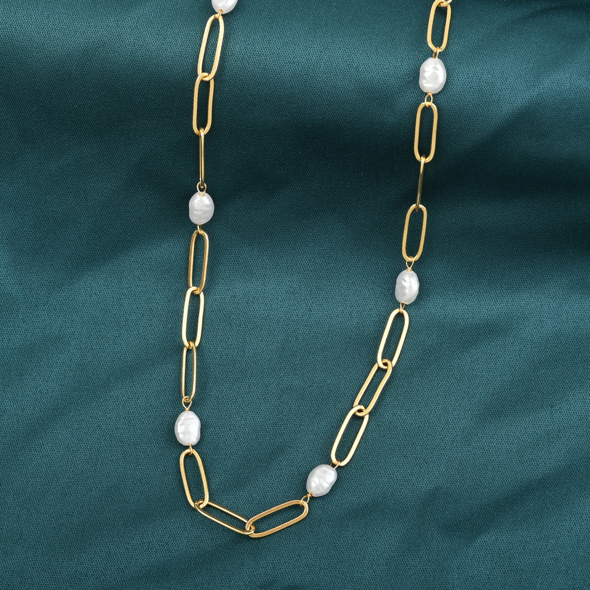 Baroque Pearl Link Chain Necklace