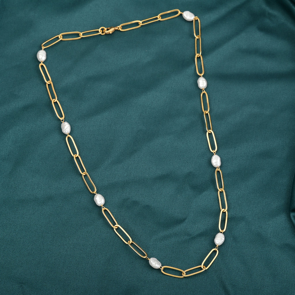 Baroque Pearl Link Chain Necklace