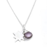 Amethyst Gemstone With Star Charm Pendant Necklace, Wholesale jewelry