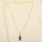 Raw Amethyst Slice Pendant Box Chain Necklace