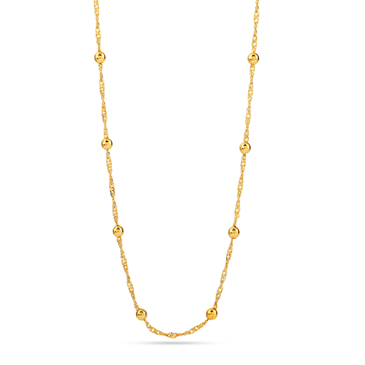 Gold Ball Station Chain Necklace