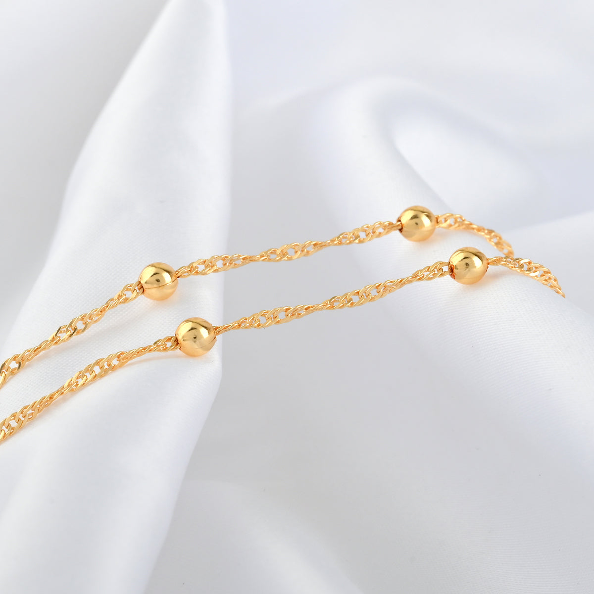 Gold Ball Station Chain Necklace