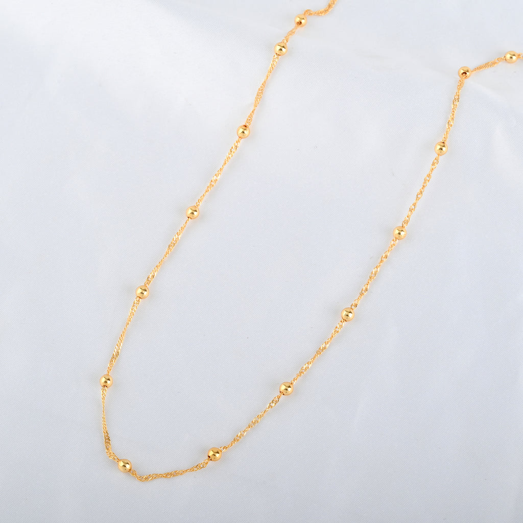 Gold Ball Station Chain Necklace