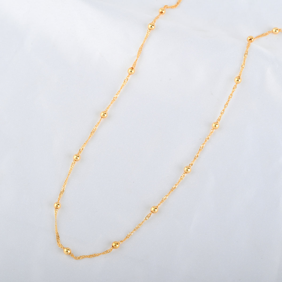 Gold Ball Station Chain Necklace