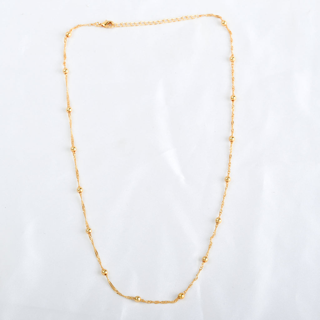 Gold Ball Station Chain Necklace