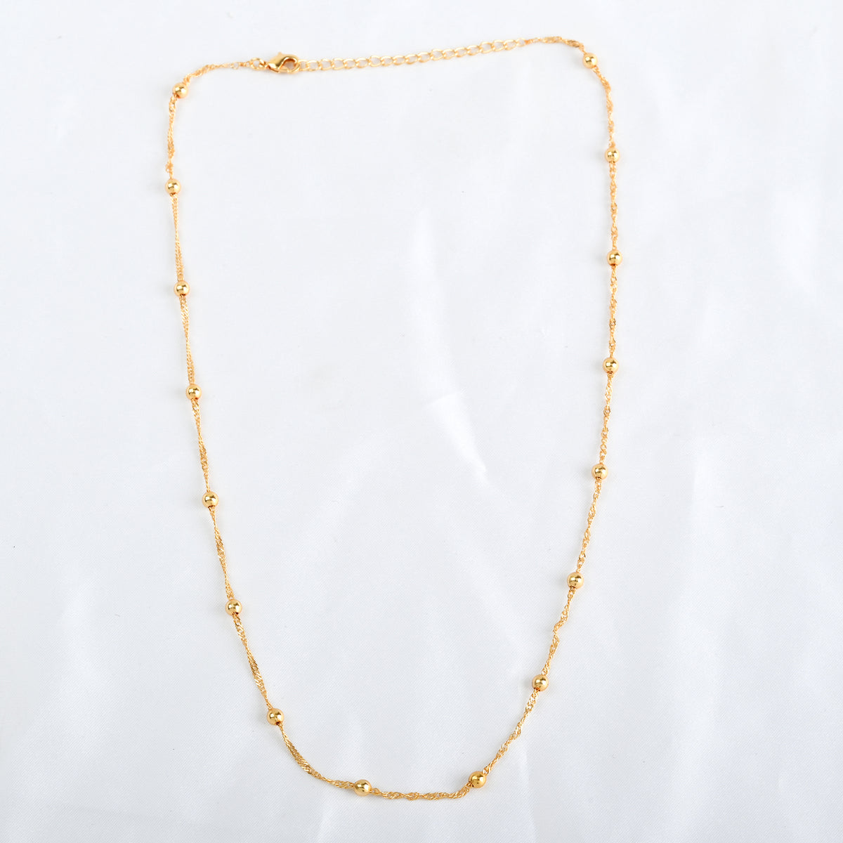 Gold Ball Station Chain Necklace