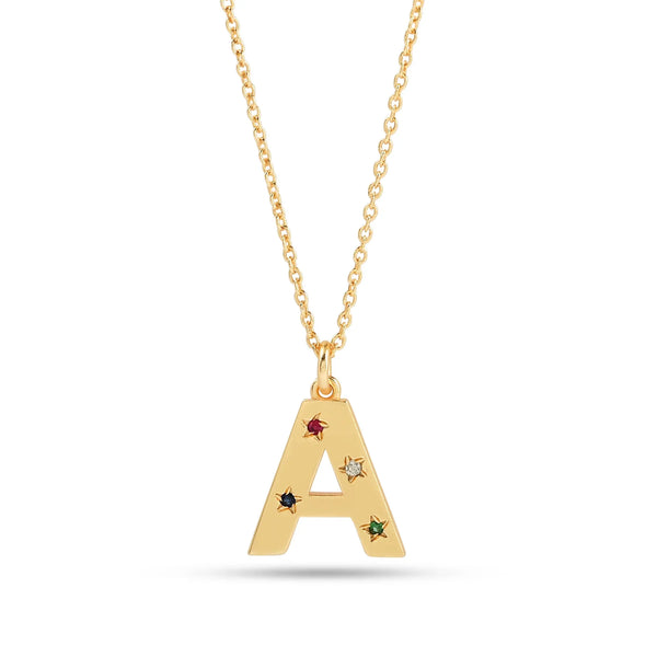 Multi CZ Alphabet Necklace - La Vitá Jewels