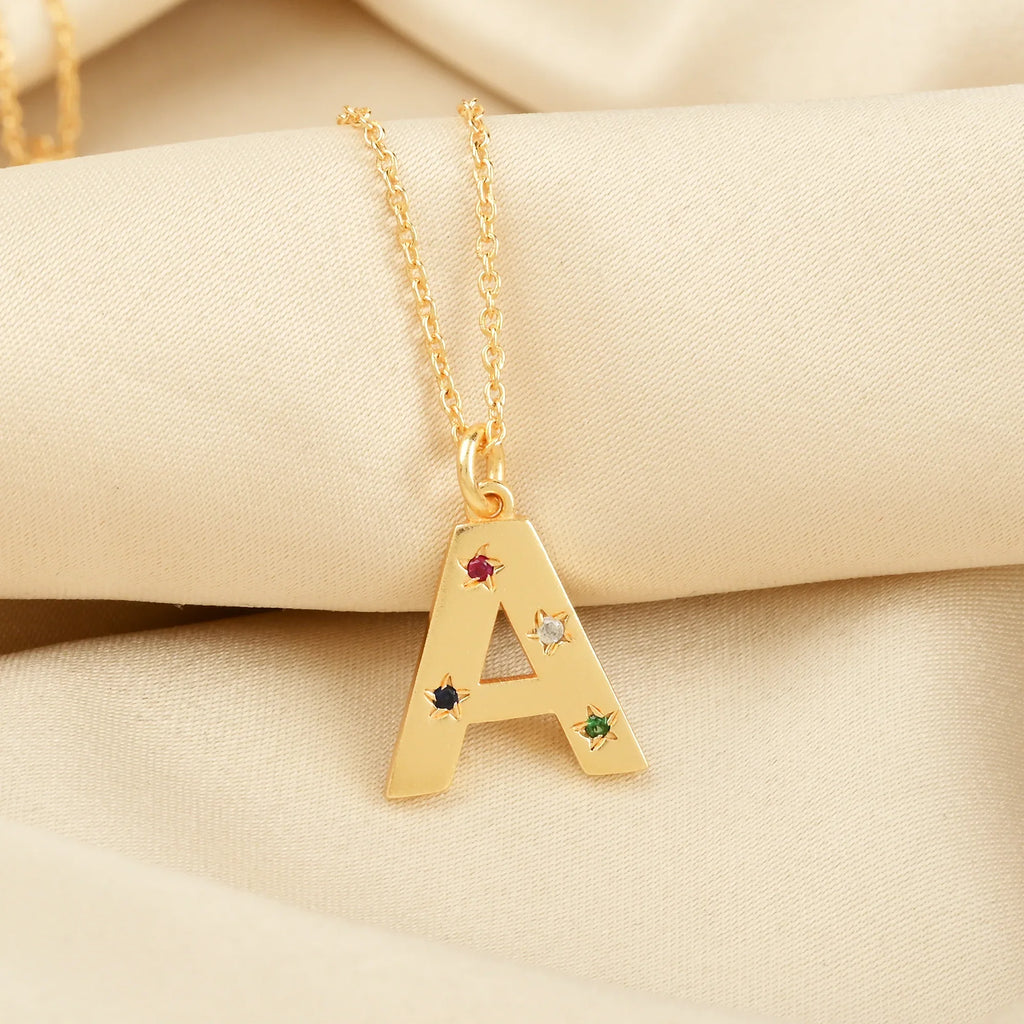 Multi CZ Alphabet Necklace - La Vitá Jewels