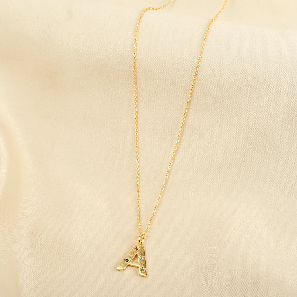Multi CZ Alphabet Necklace - La Vitá Jewels