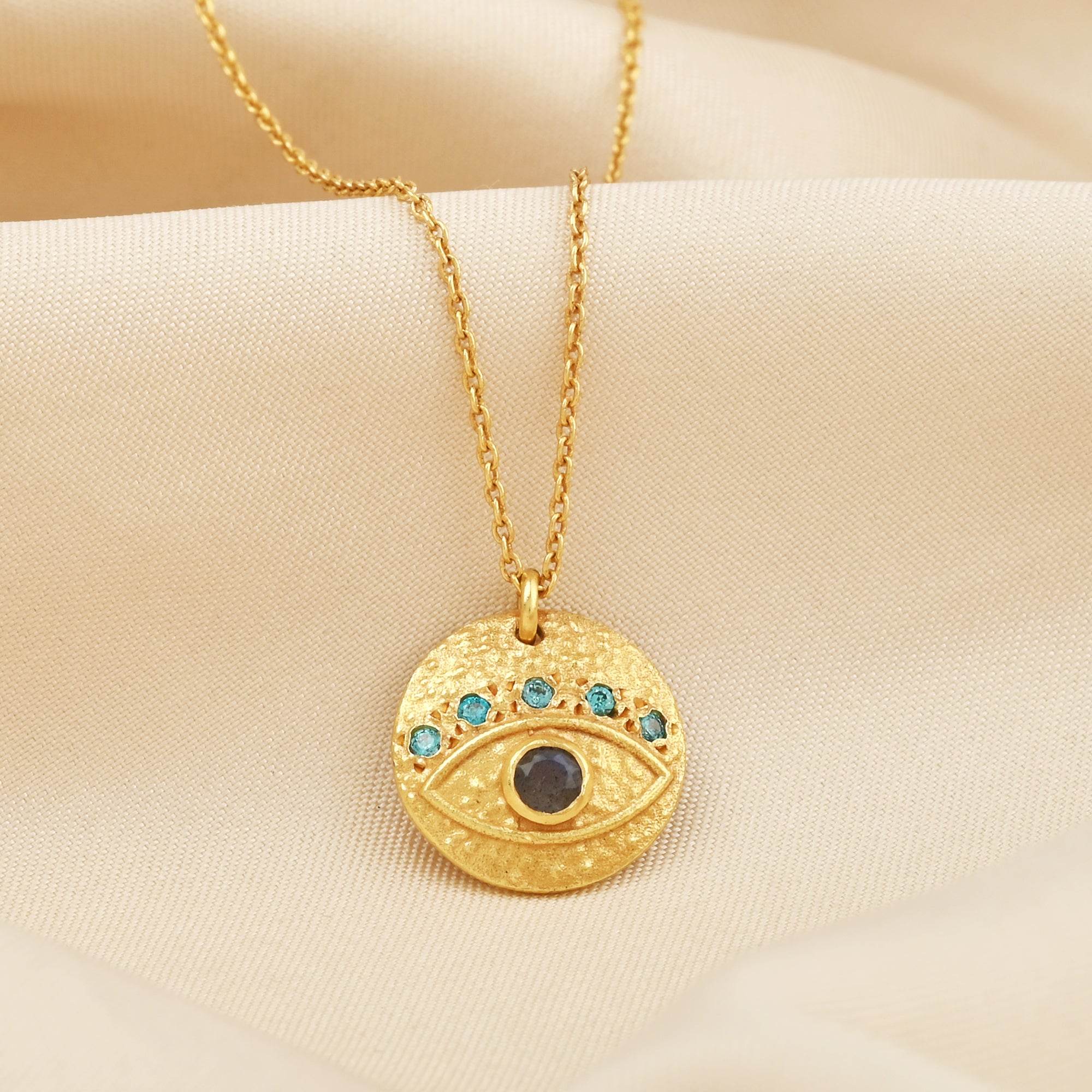 Labradorite and Blue CZ Evil Eye Necklaces - La Vitá Jewels