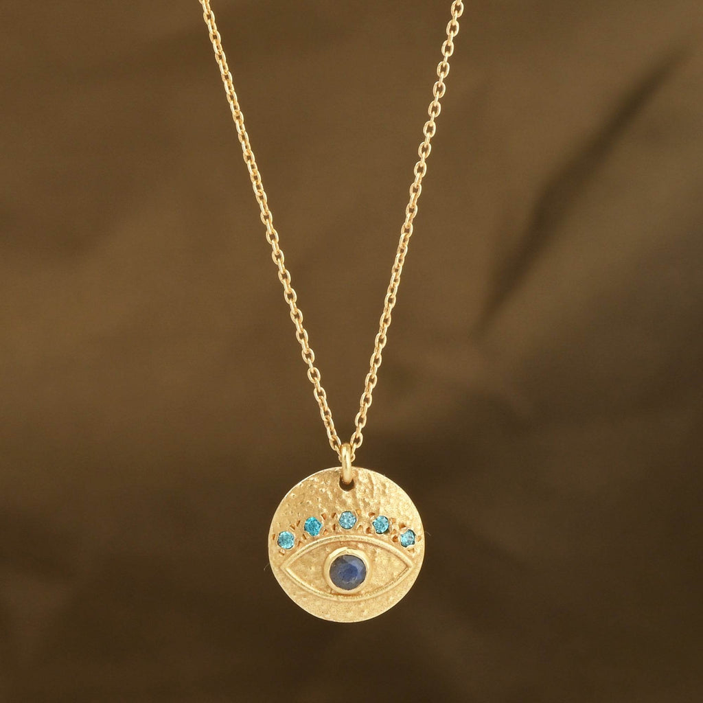 Labradorite and Blue CZ Evil Eye Necklaces - La Vitá Jewels