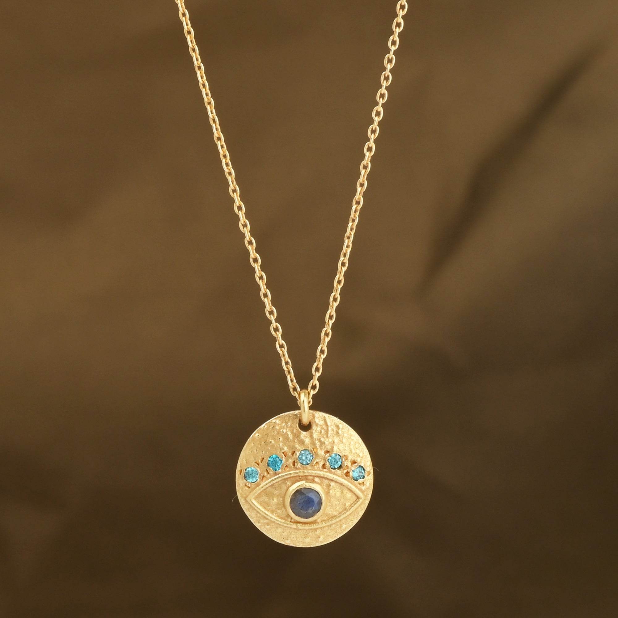Labradorite and Blue CZ Evil Eye Necklaces - La Vitá Jewels