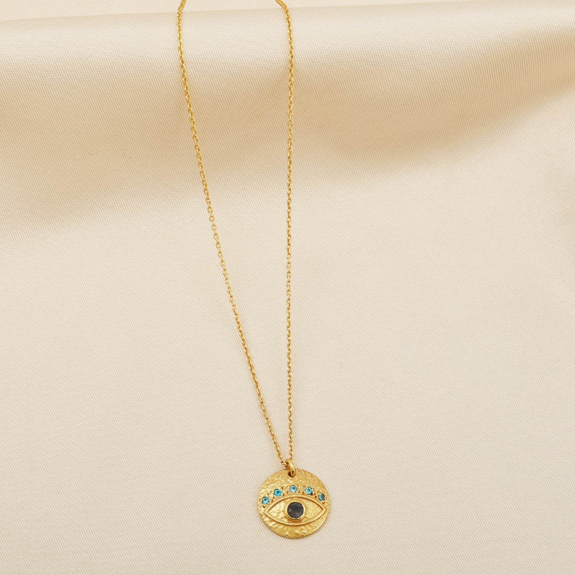 Labradorite and Blue CZ Evil Eye Necklaces - La Vitá Jewels