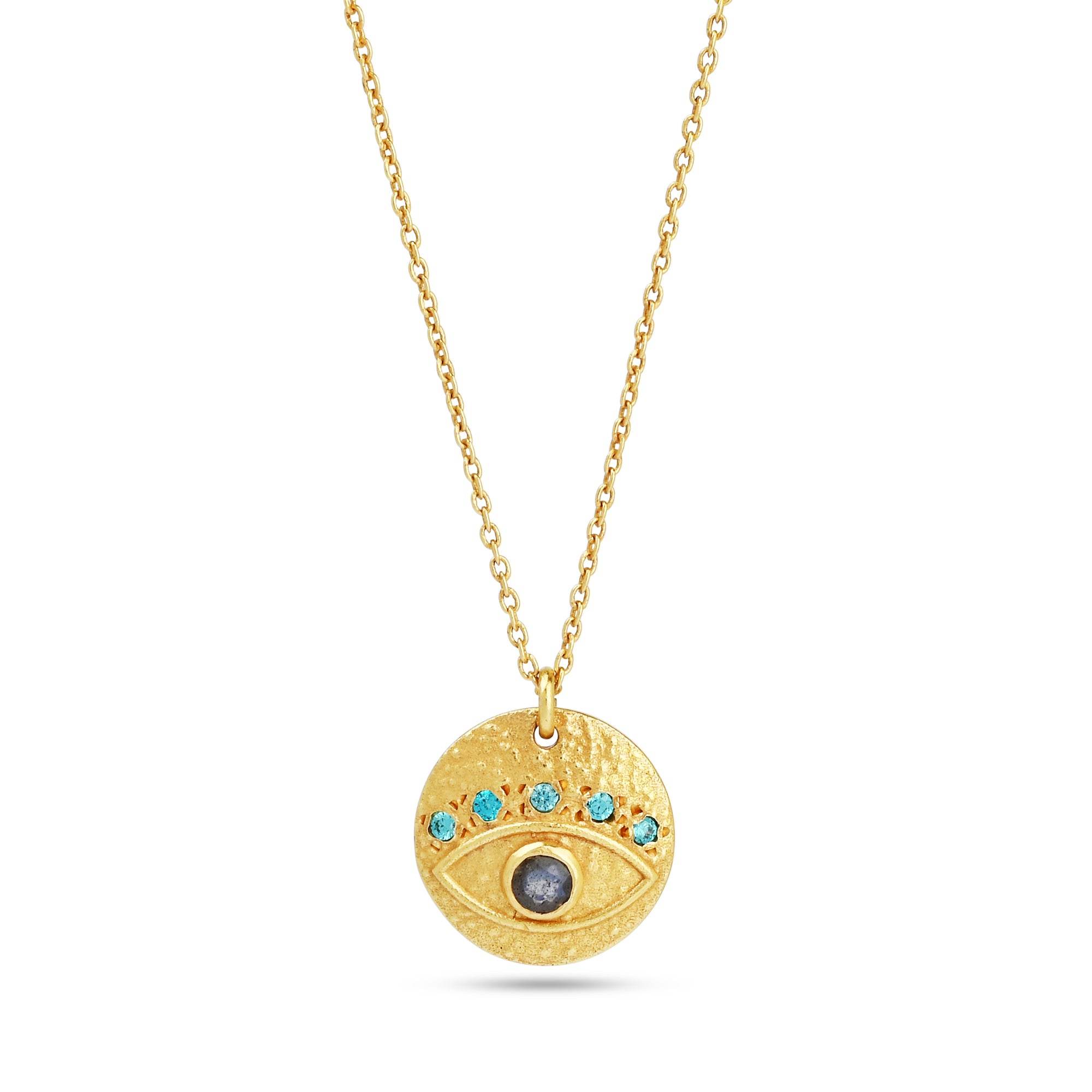 Labradorite and Blue CZ Evil Eye Necklaces - La Vitá Jewels