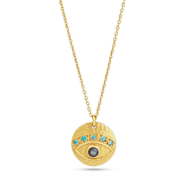 Labradorite and Blue CZ Evil Eye Necklaces - La Vitá Jewels