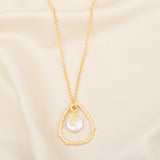 Baroque Pearl with Leaf Charm Necklace