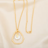 Baroque Pearl with Leaf Charm Necklace