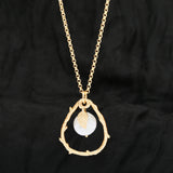 Baroque Pearl with Leaf Charm Necklace