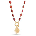 Hamsa and Durga Charm with Garnet Gemstone Necklaces - La Vitá Jewels