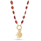 Hamsa and Durga Charm with Garnet Gemstone Necklaces - La Vitá Jewels
