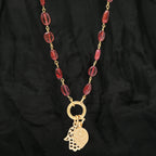 Hamsa and Durga Charm with Garnet Gemstone Necklaces - La Vitá Jewels