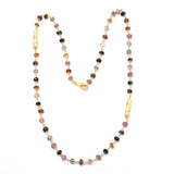 Multi Tourmaline Beads with White Cubic Zirconia Necklaces