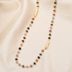 Multi Tourmaline Beads with White Cubic Zirconia Necklaces - La Vitá Jewels