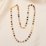 Multi Tourmaline Beads with White Cubic Zirconia Necklaces