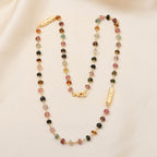 Multi Tourmaline Beads with White Cubic Zirconia Necklaces - La Vitá Jewels