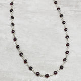 Brass Silver Plated Garnet Gemstone Necklaces