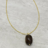 Brass 22k Gold Plated Smoky, Crystal Gemstone Necklaces, Wholesale jewelry