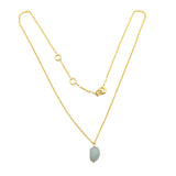 Brass Gold Plated Aqua Chalcedony, Aquamarine, Lapis Lazuli, Green Chalcedony Gemstone Necklaces