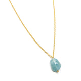 Brass Gold Plated Aqua Chalcedony, Aquamarine, Lapis Lazuli, Green Chalcedony Gemstone Necklaces