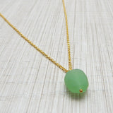 Brass Gold Plated Aqua Chalcedony, Aquamarine, Lapis Lazuli, Green Chalcedony Gemstone Necklaces