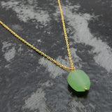 Brass Gold Plated Aqua Chalcedony, Aquamarine, Lapis Lazuli, Green Chalcedony Gemstone Necklaces