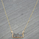 Brass Gold Plated Labradorite Gemstone With Ball Chain Necklaces