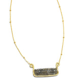 Brass Gold Plated Labradorite Gemstone With Ball Chain Necklaces