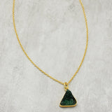 Brass Gold Plated Triangle Shaped Multi Color Druzy Stone Necklaces, Wholesale Jewelry