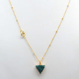 Brass Gold Plated Triangle Shaped Multi Color Druzy Stone Necklaces, Wholesale Jewelry